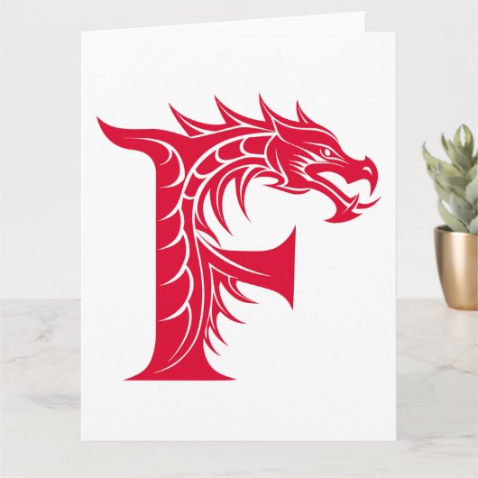 Dragon Styled Letter F, Dragon Alphabet, Monogram カード (小さな植物)