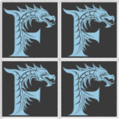 Dragon Styled Letter F, Dragon Alphabet, Monogram シール (正面)