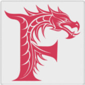 Dragon Styled Letter F, Dragon Alphabet, Monogram シール (正面)