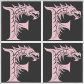 Dragon Styled Letter F, Dragon Alphabet, Monogram シール (正面)