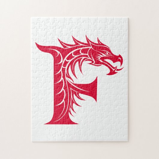 Dragon Styled Letter F, Dragon Alphabet, Monogram ジグソーパズル (縦)