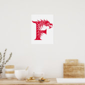 Dragon Styled Letter F, Dragon Alphabet, Monogram ポスター (キッチン)
