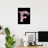 Dragon Styled Letter F, Dragon Alphabet, Monogram ポスター (ホームオフィス)