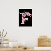 Dragon Styled Letter F, Dragon Alphabet, Monogram ポスター (キッチン)