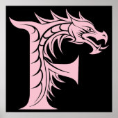 Dragon Styled Letter F, Dragon Alphabet, Monogram ポスター (正面)
