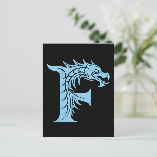 Dragon Styled Letter F, Dragon Alphabet, Monogram ポストカード (スタンド正面)