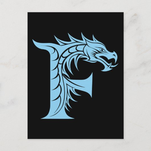Dragon Styled Letter F, Dragon Alphabet, Monogram ポストカード (正面)