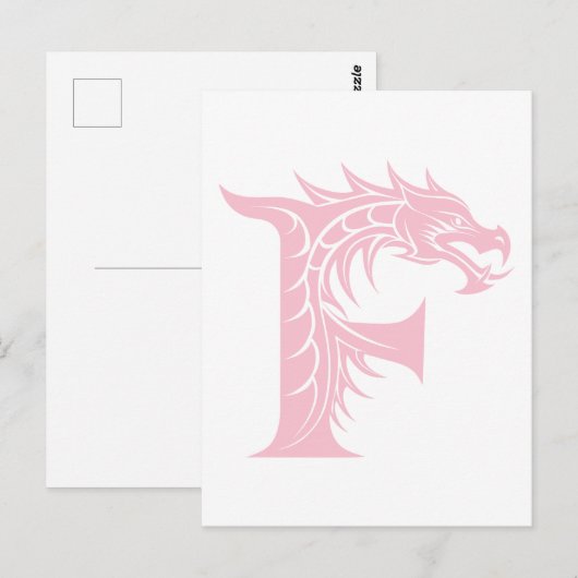 Dragon Styled Letter F, Dragon Alphabet, Monogram ポストカード (正面/裏面)