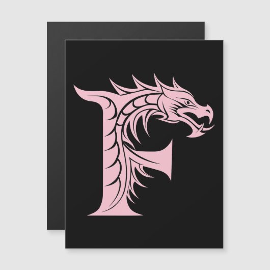 Dragon Styled Letter F, Dragon Alphabet, Monogram マグネット招待状 (正面/裏面)