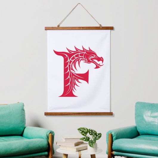 Dragon Styled Letter F, Dragon Alphabet, Monogram 吊り下げ型タペストリー (リビング)