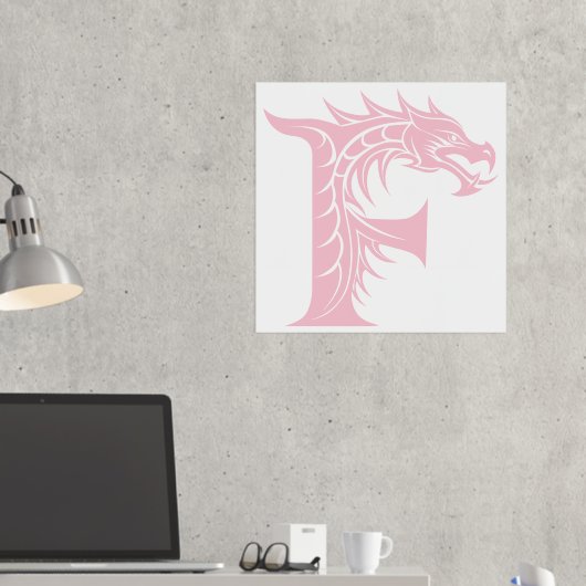 Dragon Styled Letter F, Dragon Alphabet, Monogram 箔ポスター (インサイチュ (デスク2))