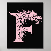 Dragon Styled Letter F, Dragon Alphabet, Monogram 箔ポスター (正面)
