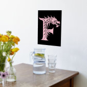 Dragon Styled Letter F, Dragon Alphabet, Monogram 箔ポスター (レイダウン (キッチン))