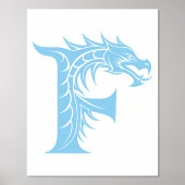 Dragon Styled Letter F, Dragon Alphabet, Monogram 箔ポスター (正面)