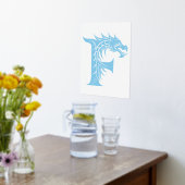 Dragon Styled Letter F, Dragon Alphabet, Monogram 箔ポスター (レイダウン (キッチン))