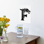 Dragon Styled Letter F, Dragon Alphabet, Monogram 箔ポスター (レイダウン (キッチン))