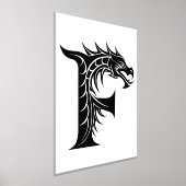 Dragon Styled Letter F, Dragon Alphabet, Monogram 箔ポスター (レイダウン)