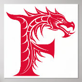 Dragon Styled Letter F, Dragon Alphabet, Monogram 箔ポスター (正面)