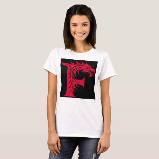 Dragon Styled Letter F, Dragon Alphabet, Monogram Tシャツ (正面フル)