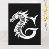 Dragon Styled Letter G, Dragon Alphabet, Monogram カード (黄色い花)