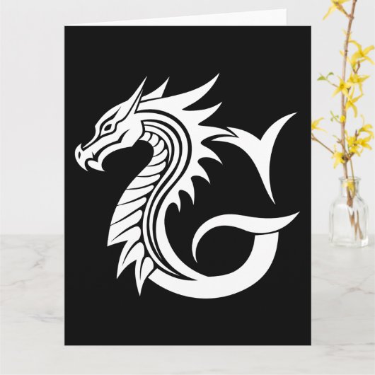 Dragon Styled Letter G, Dragon Alphabet, Monogram カード (黄色い花)