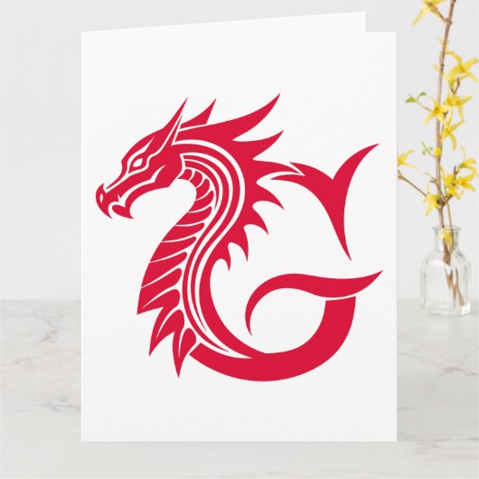 Dragon Styled Letter G, Dragon Alphabet, Monogram カード (黄色い花)