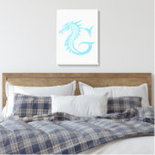 Dragon Styled Letter G, Dragon Alphabet, Monogram キャンバスプリント (インサイチュ (寝室))