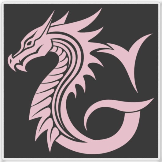 Dragon Styled Letter G, Dragon Alphabet, Monogram シール (正面)