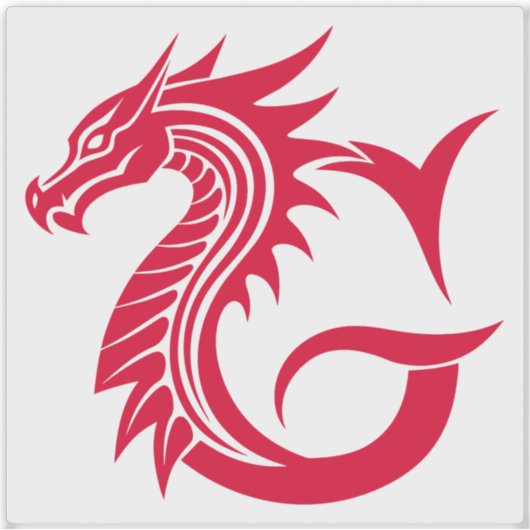 Dragon Styled Letter G, Dragon Alphabet, Monogram シール (正面)