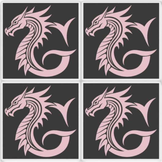 Dragon Styled Letter G, Dragon Alphabet, Monogram シール (正面)