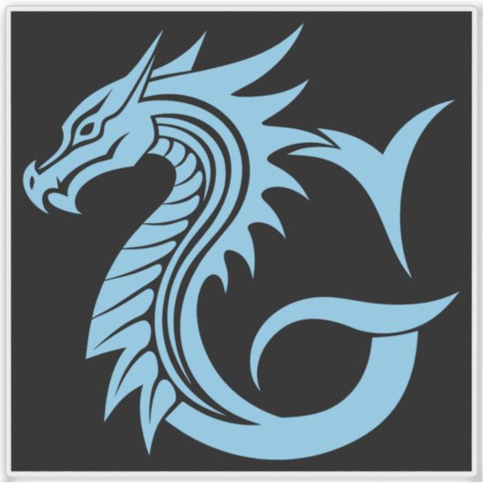 Dragon Styled Letter G, Dragon Alphabet, Monogram シール (正面)