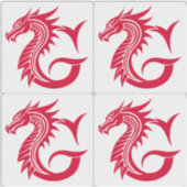 Dragon Styled Letter G, Dragon Alphabet, Monogram シール (正面)