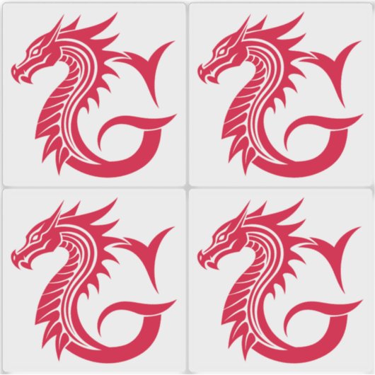 Dragon Styled Letter G, Dragon Alphabet, Monogram シール (正面)