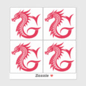 Dragon Styled Letter G, Dragon Alphabet, Monogram シール (シート)