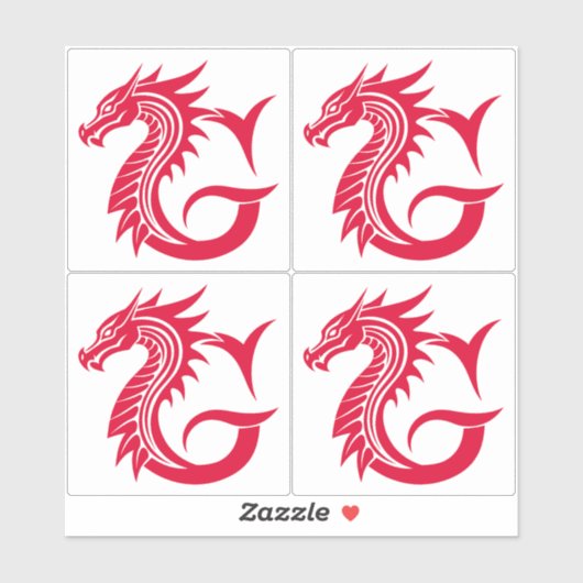 Dragon Styled Letter G, Dragon Alphabet, Monogram シール (シート)