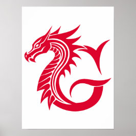 Dragon Styled Letter G, Dragon Alphabet, Monogram ポスター
