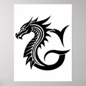 Dragon Styled Letter G, Dragon Alphabet, Monogram ポスター (正面)