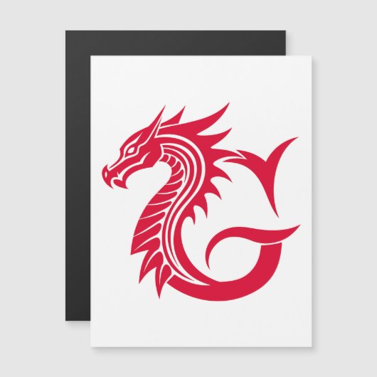 Dragon Styled Letter G, Dragon Alphabet, Monogram マグネット招待状 (正面/裏面)