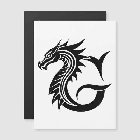 Dragon Styled Letter G, Dragon Alphabet, Monogram マグネット招待状 (正面/裏面)