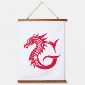 Dragon Styled Letter G, Dragon Alphabet, Monogram 吊り下げ型タペストリー (正面)