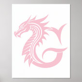 Dragon Styled Letter G, Dragon Alphabet, Monogram 箔ポスター (正面)