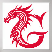 Dragon Styled Letter G, Dragon Alphabet, Monogram 箔ポスター (正面)