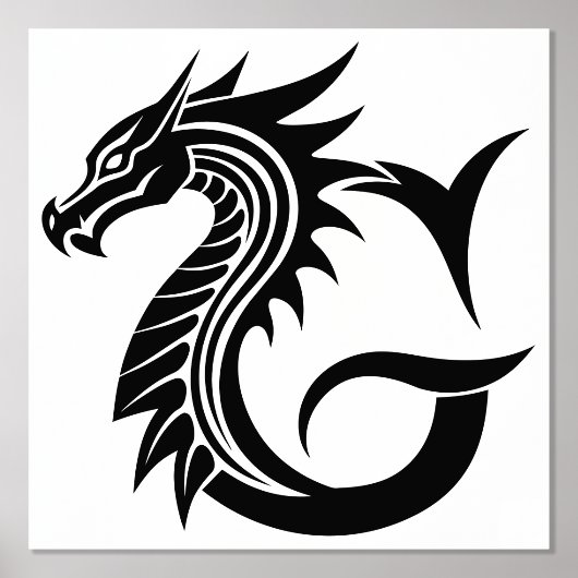Dragon Styled Letter G, Dragon Alphabet, Monogram 箔ポスター (正面)