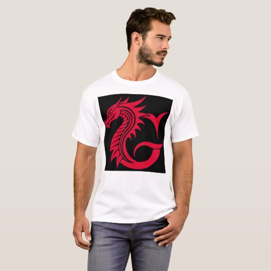 Dragon Styled Letter G, Dragon Alphabet, Monogram Tシャツ (正面フル)
