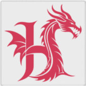 Dragon Styled Letter H, Dragon Alphabet, Monogram シール (正面)