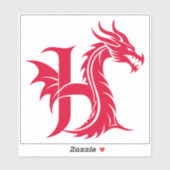 Dragon Styled Letter H, Dragon Alphabet, Monogram シール (シート)