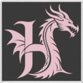 Dragon Styled Letter H, Dragon Alphabet, Monogram シール (正面)