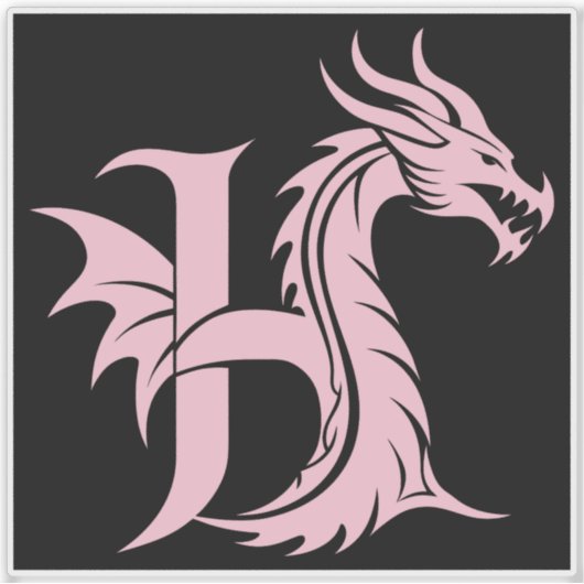 Dragon Styled Letter H, Dragon Alphabet, Monogram シール (正面)