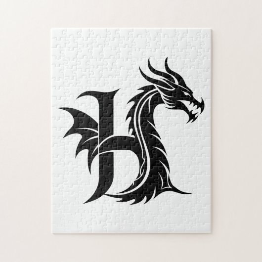 Dragon Styled Letter H, Dragon Alphabet, Monogram ジグソーパズル (縦)