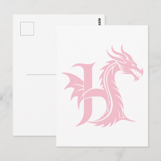 Dragon Styled Letter H, Dragon Alphabet, Monogram ポストカード (正面/裏面)